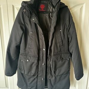 Black Hooded Parka Coat